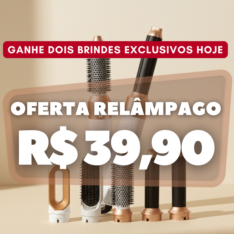 FRETE GRÁTIS - Escova Ellegance Deluxe Hair 5 em 1, Alisa, Seca, Modela, Faz Cachos e Anti-Frizz - BIVOLT (110v/220v)